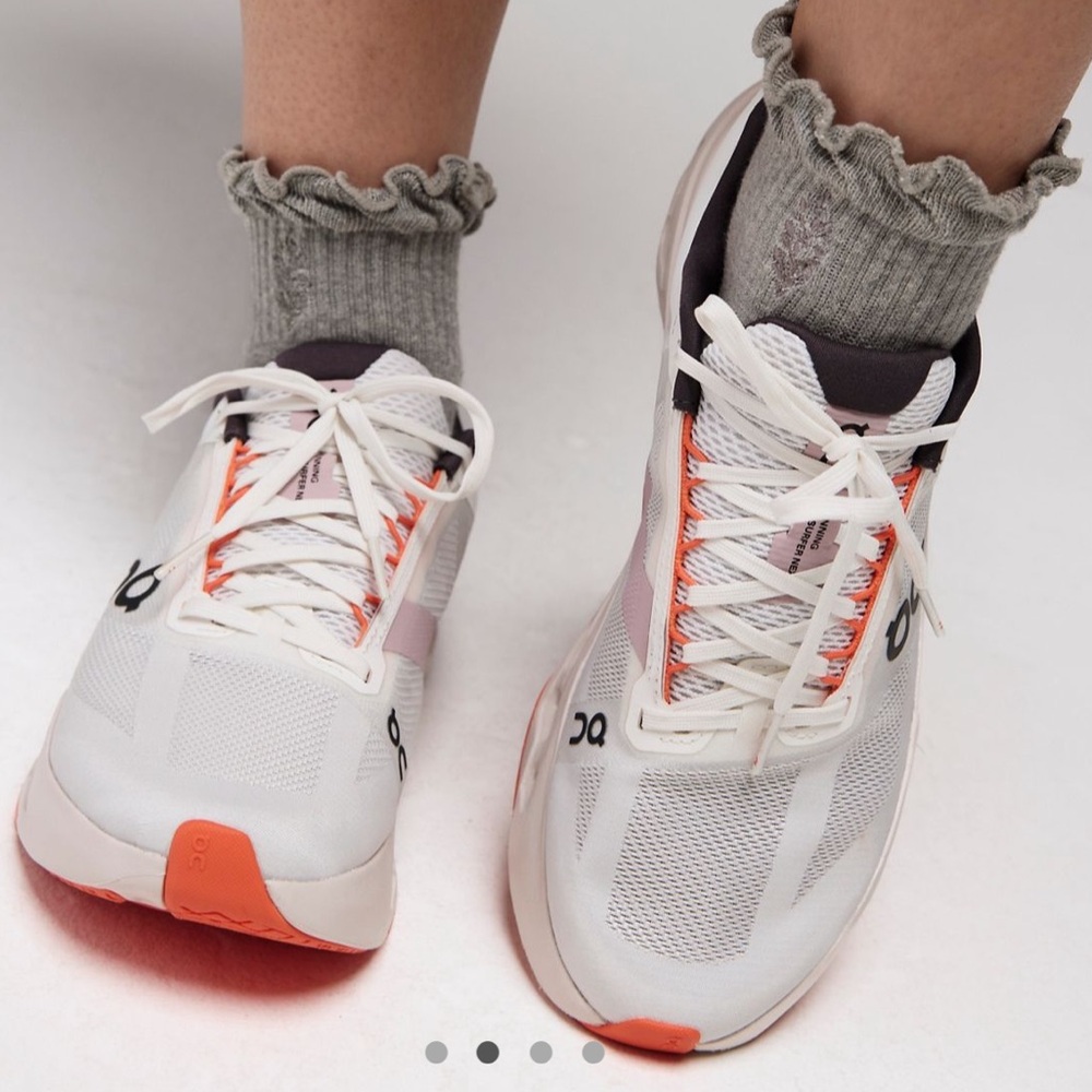 On Cloudsurfer Next Sneakers White and Orange Sole Athletic Shoes - Picture 2 of 4